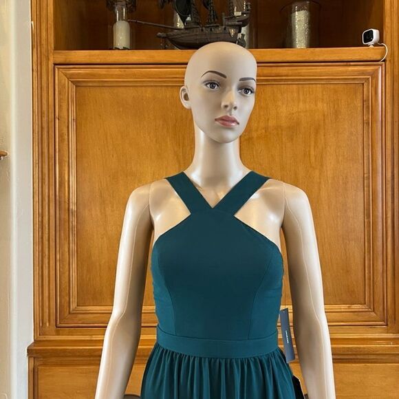 Lulu's Air of Romance Forrest Green  Maxi Dress Size Extra Small NWT - Picture 3 of 16